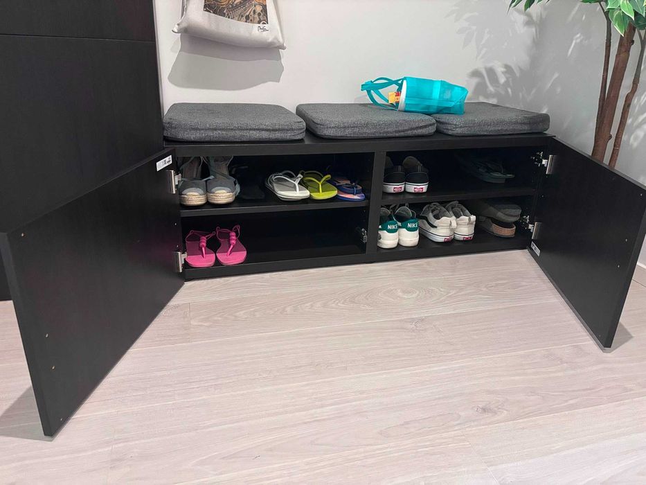 IKEA 2x BESTÅ Estante c/portas, preto-castanho, Lappviken