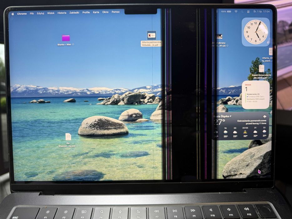 MacBook Pro 14″ M4 Pro 24 GB/512 GB – uszkodzona matryca, poza tym stan idealny