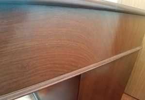 Secretária Pedestal Twin c/ Couro Verde/Ouro