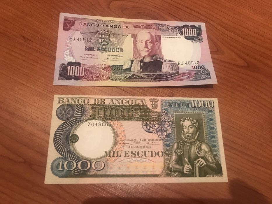 Notas 1000 angola notas 20 garcia orta gago coutinho S. Antonio