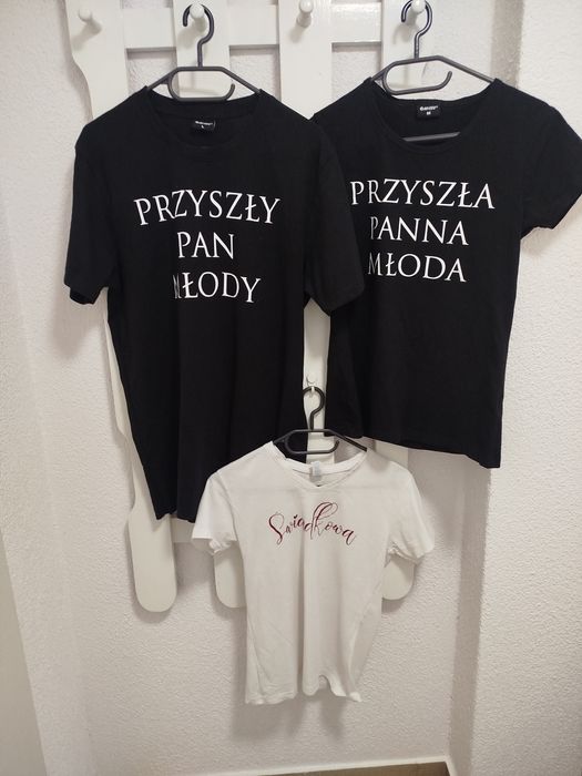 Zestaw koszulek na ślub przyszła panna młoda przyszły pan młody swiadk