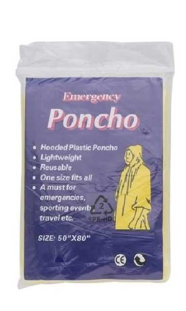 Poncho impermeável de emergência.