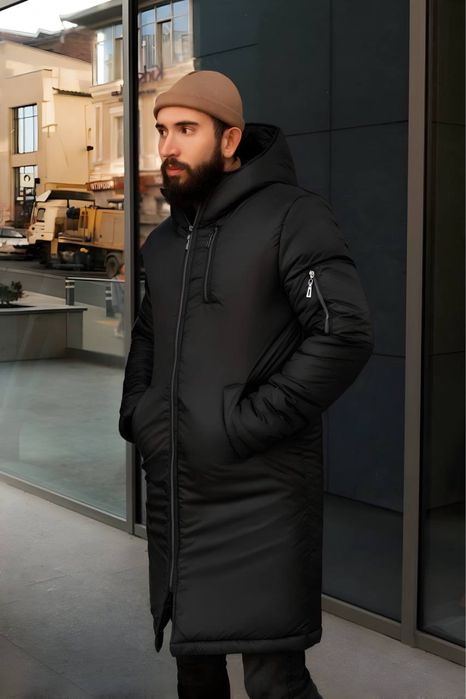 Чоловіча стильна куртка подовжена . Парка чоловіча з капюшоном