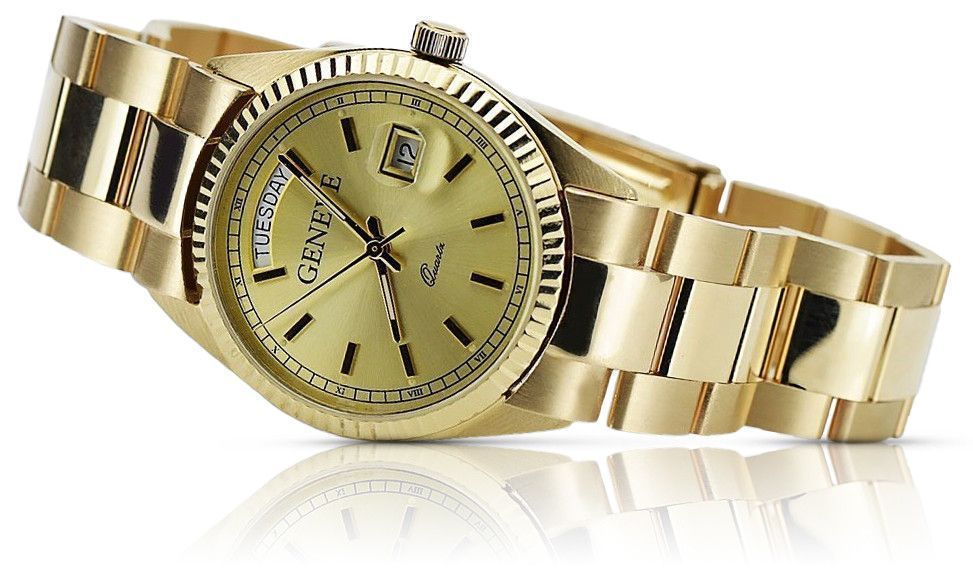 Złoty zegarek z bransoletą męski 14k Geneve mw013ydy&mbw017y  Kraków biżuteria 92