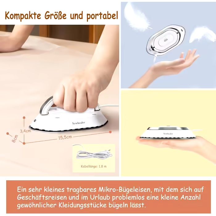 Міні праска Newbealer для подорожей, керамічна поверхня, 220V/120V, 15