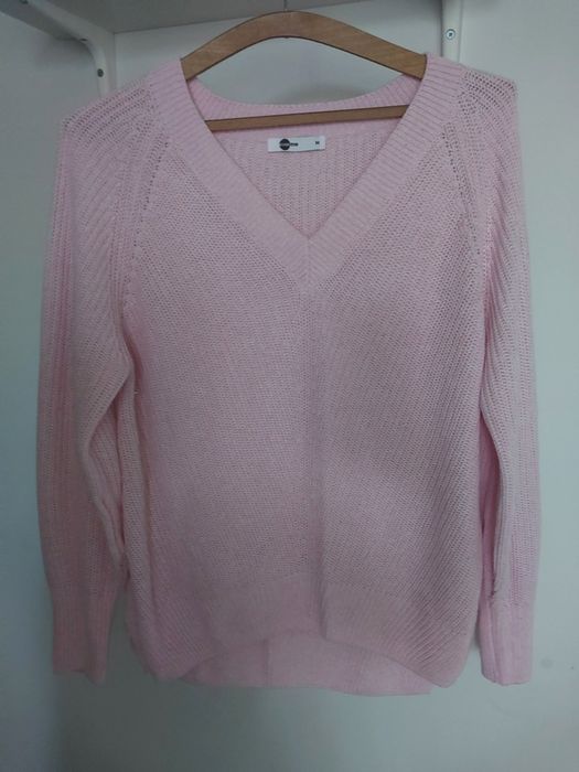 Sweter dzianinowy pudrowy róż M