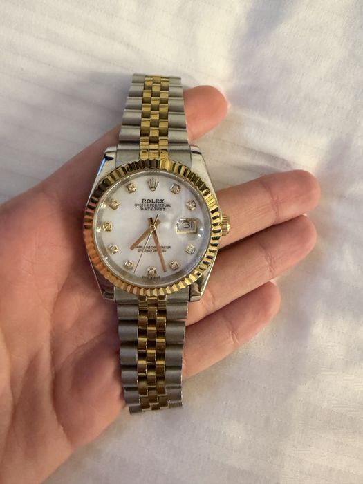 Zegarek srebrny złoty datejust jubilee używany z diamentami