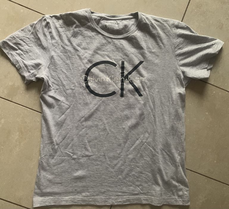 CK Calvin Klein bluzka T- Shirt damska szara r. L, bawełna
