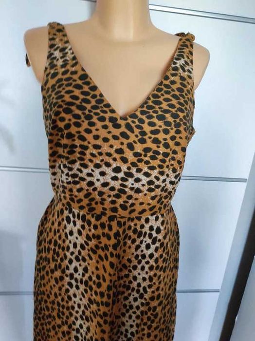 ASOS r 40 długa sukienka panterka Nowa bawełna/len