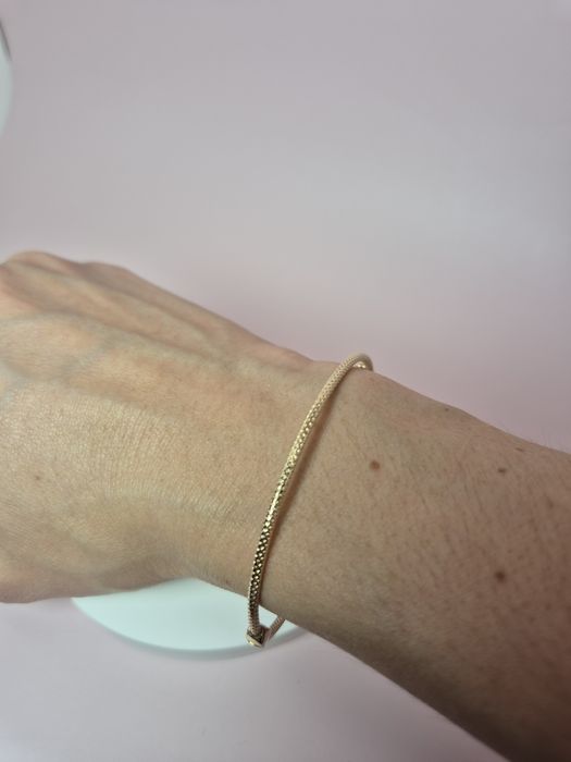 Nowa złota bransoletka bangle sztywna mesh p. 585