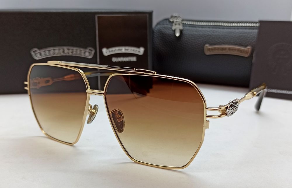 Chrome Hearts Ripping очки мужские коричневый градиент в золотой оправ