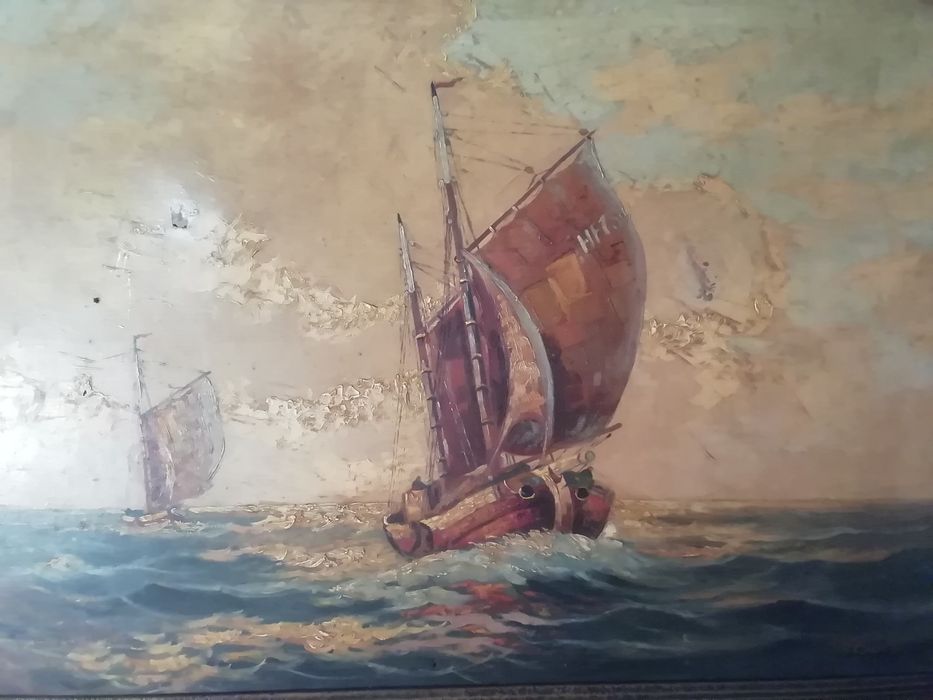 Obraz marynistyczny sygn. M. Gebert płótno olej wym. ok. 120x90 cm.