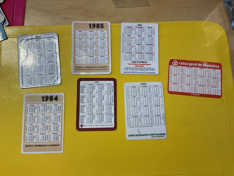 Conjunto de calendarios anos 80, bancos, seguradoras e publicidade PT