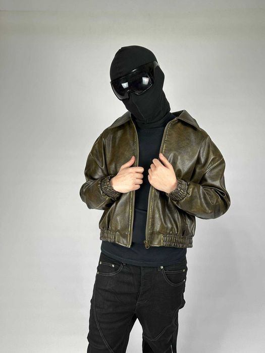 Бомбер коричневий куртка курточка opium archive jacket шкіряна