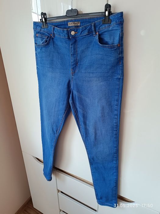 Spodnie jeansowe damskie Denim Co r 46 wysoki stan niebieskie