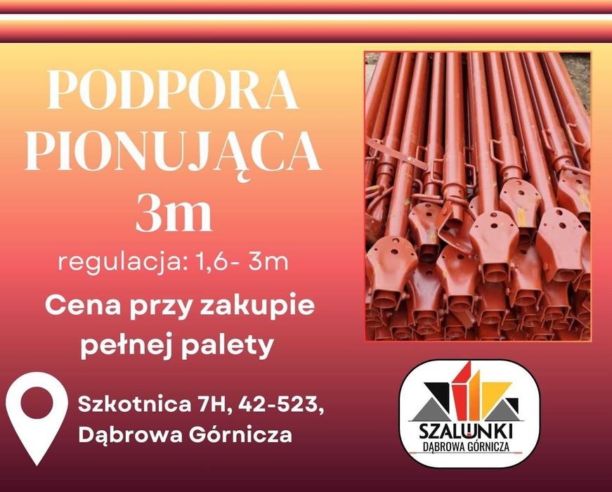 Podpora pionująca wypora budowlana 3m szalunki wypory budowlane zapora