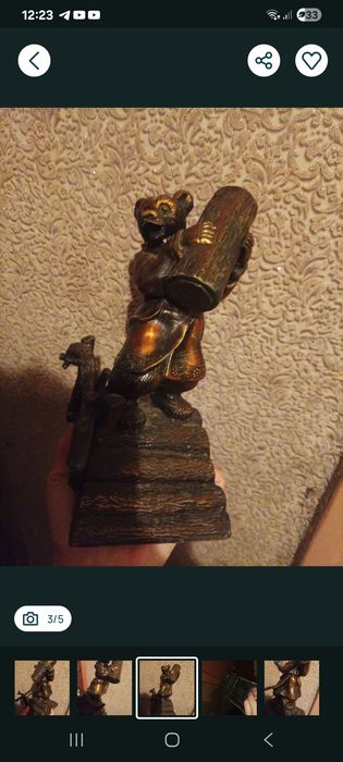 Мишка на мостике, не ночник, бронза, хороший стан, есть дарственная надпись на кафтане