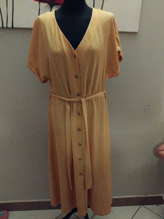 Sukienka dłuższą midi szmizjerka L 40 na guziki pasek luźna