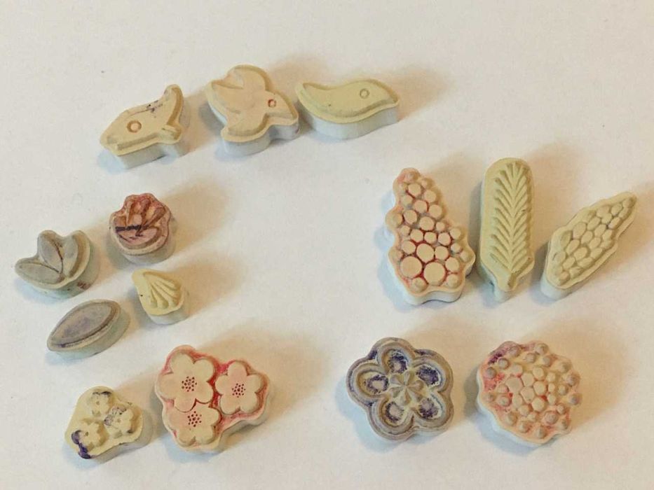 DJECO stempelki pieczątki ptaszki kwiatki listki 14 szt.