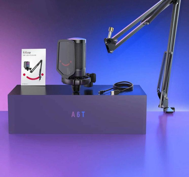Микрофон комплект FIFINE USB Microphone Kit A6T мікрофон, подсветка
