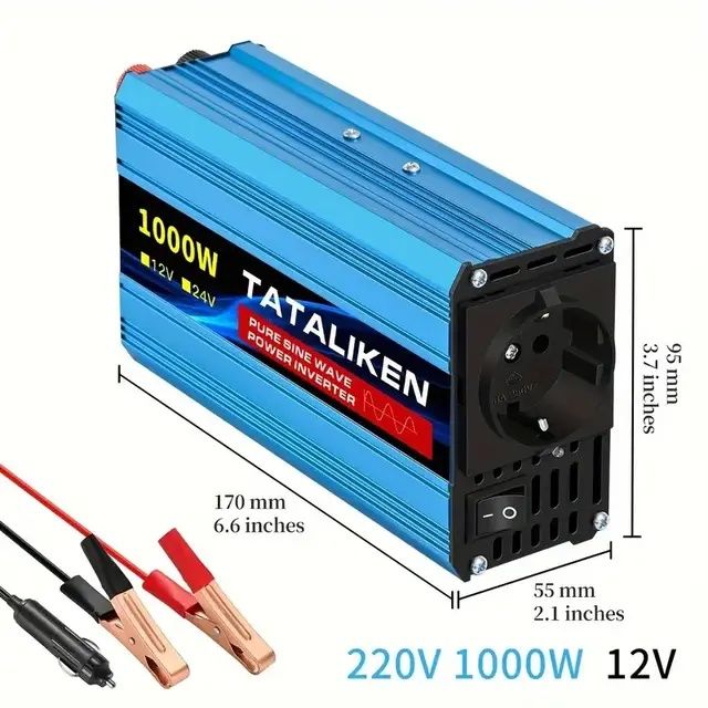 Інвертор Tataliken 1000W 12V → 220V / чиста синусоїда