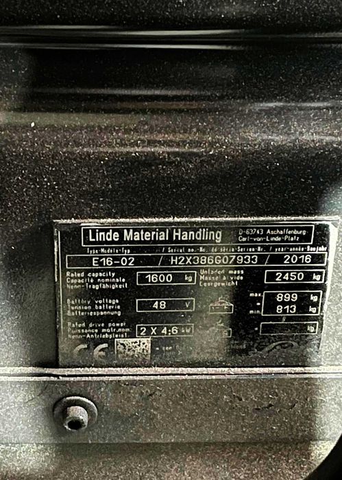 Empilhador elétrico Linde E16 (2016) - 1600 KG