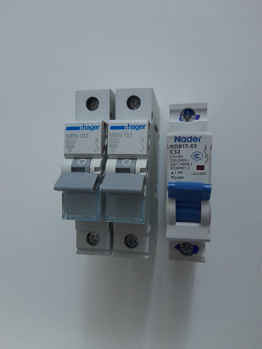 Автомати. Автоматичний вимикач Hager MBN132 B32. Hader NDB1T-63