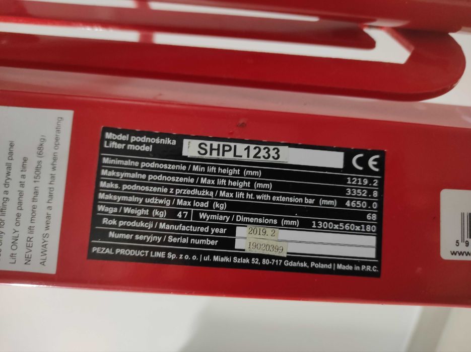 Podnośnik płyt gipsowych