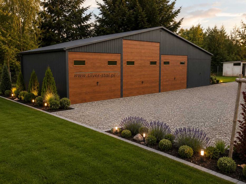 Garaż Blaszany 12x6 m PREMIUM | 3 Stanowiska | Profil Zamknięty | RAL 7016 | Producent