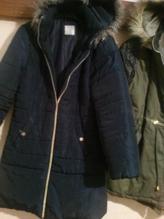 kurtka zimowa-parka NOWA khaki/oliwka- wstawki ekoskóra, TXM- roz L