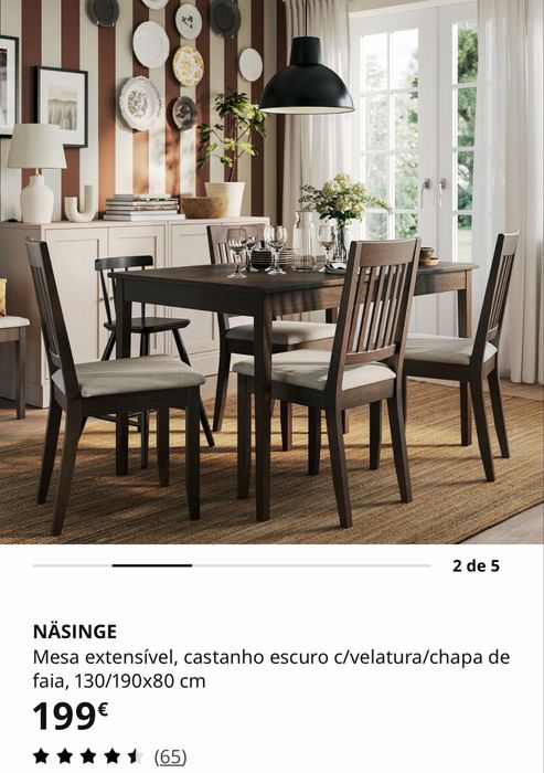 Mesa de jantar extensivel - madeira escura