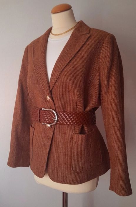 Blazer Talbots 48% lã, castanho mescla. Tamanho XL