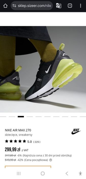 Sprzedam oryginalne buty  Nike Air Max 270!!! Rozmiar 35
