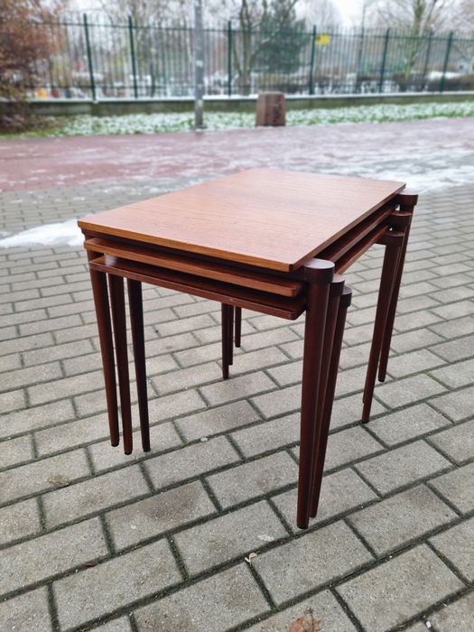 Stoliki pomocnicze, kawowe ,skandynawski design, Dania lata 70,mid-c