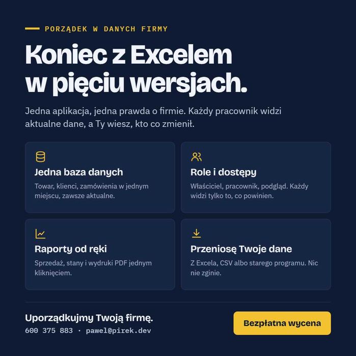 Aplikacje i programy dla firm na zamówienie – magazyn, Android, web