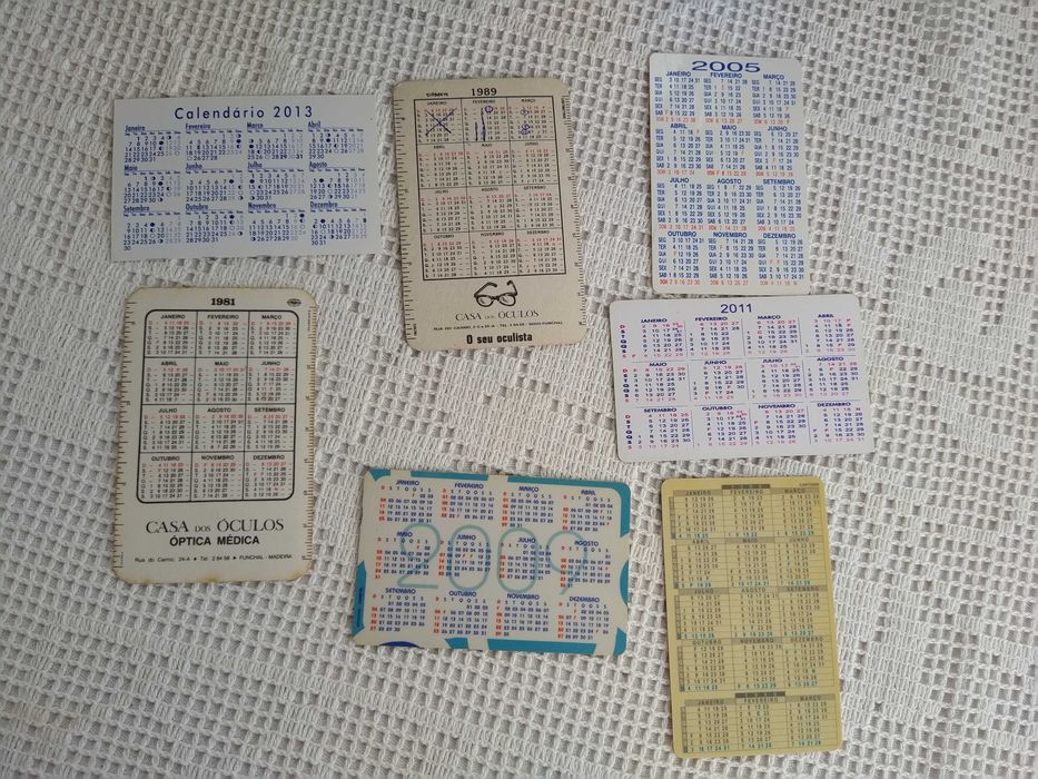 Calendários de Oculistas - 1981 / 1989 /1998 / 2005 / 2009