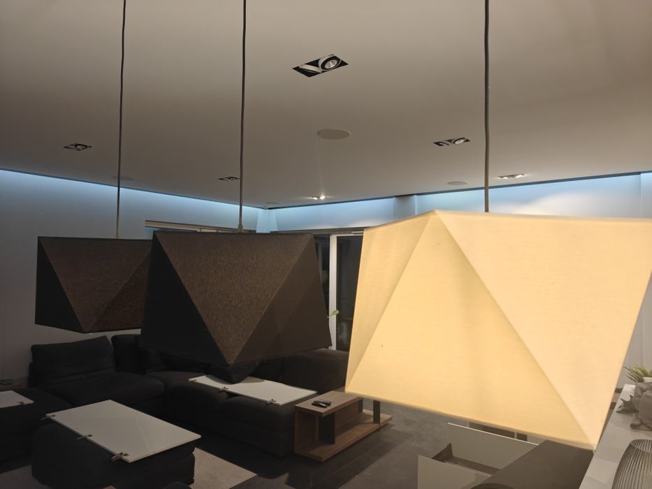 Zestaw 3 Designerskich Lamp Wiszących / Styl Loft / Geometryczne / Czarne i Kremowe