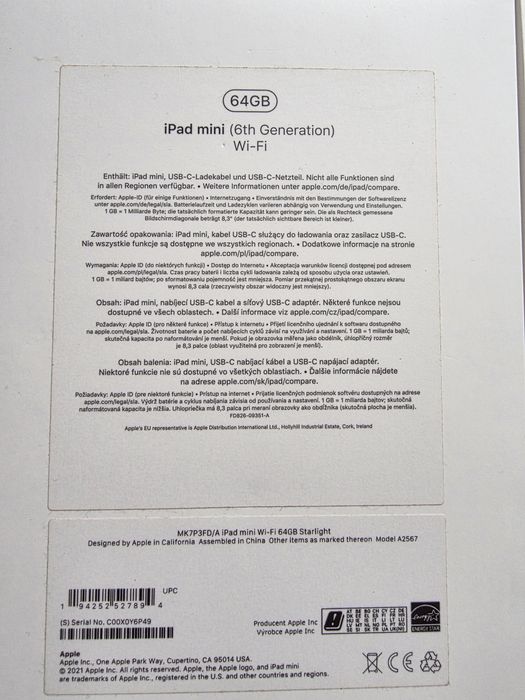 IPAD Mini 6 gen 64GB Starlight