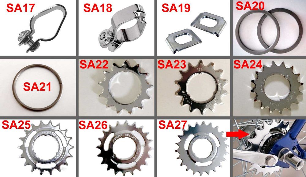 Peças p/ mudanças Sturmey Archer, travões e acessórios de bicicleta