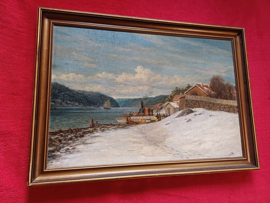 Stary obraz na płótnie sygnowanyStary obraz na płótnie sygnowany