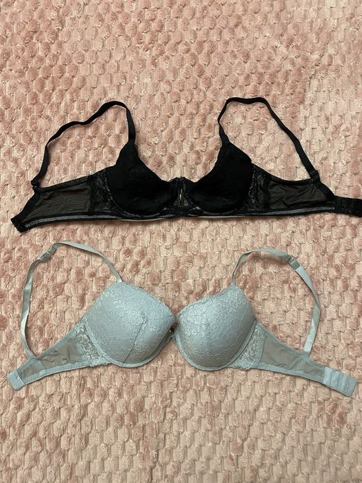 70D H&M Esotiq 2x biustonosz stanik casual czarny jasnoniebieski