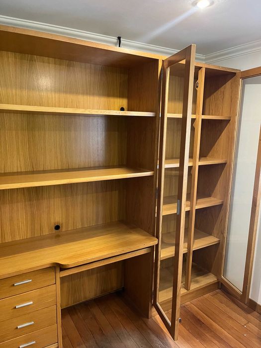 Secretária/estante/armário de madeira para escritório ou quarto