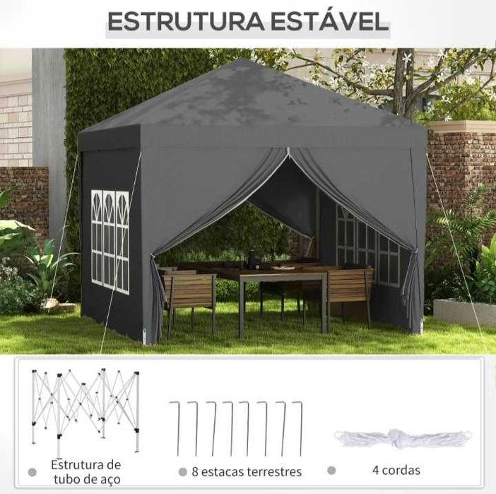 Tendas pop up dobráveis 3x3 com ou sem laterais.  +Tamanhos. Feiras.