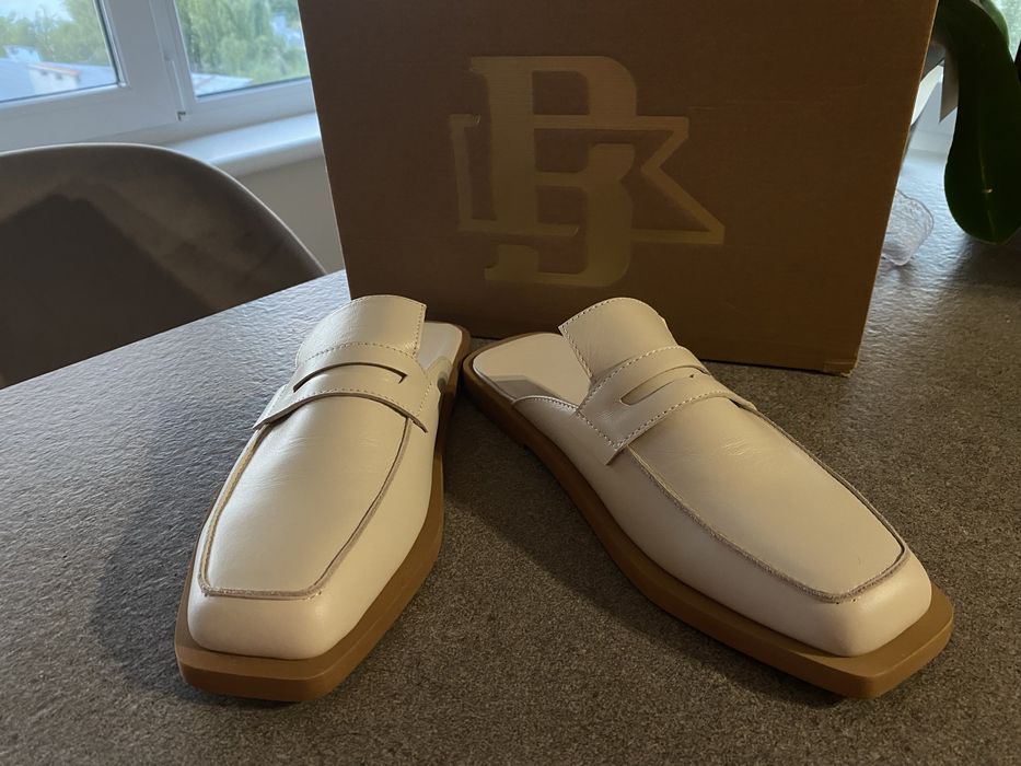 BOKO якісні шкіряні мюлі колір слонова кістка