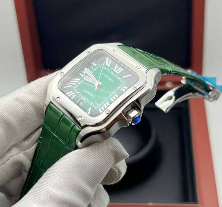 Часы наручные премиум Cartier Santos De Cartier Green Dial