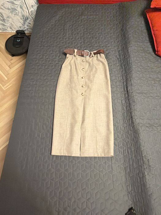 elegancka spódnica maxi rozpinana M+pasek