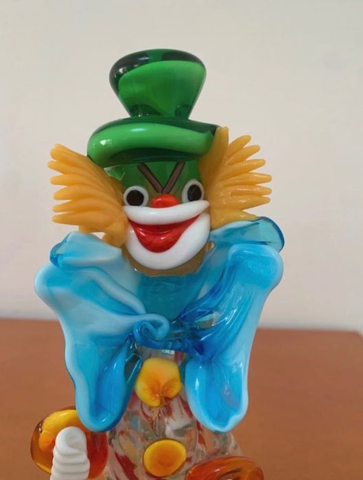 Estatueta de palhaço em vidro de Murano