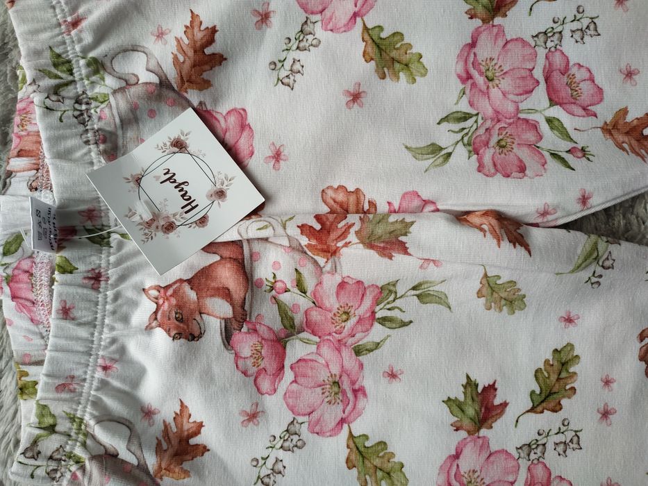 Nowe legginsy/print/kwiaty/liście/lis/prezent/Haydi/r.98