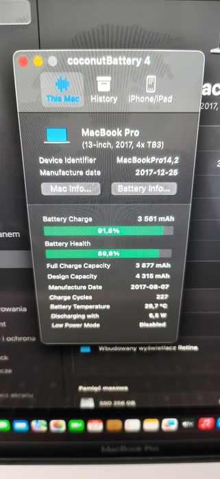 MacBook pro 13,3 ,i5, 16gb ram, SSD 256 rok 2018