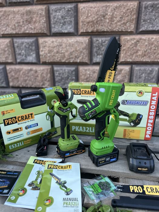 Акумуляторний садовий набір Procraft пилка Pka 32 + секатор  Es 32